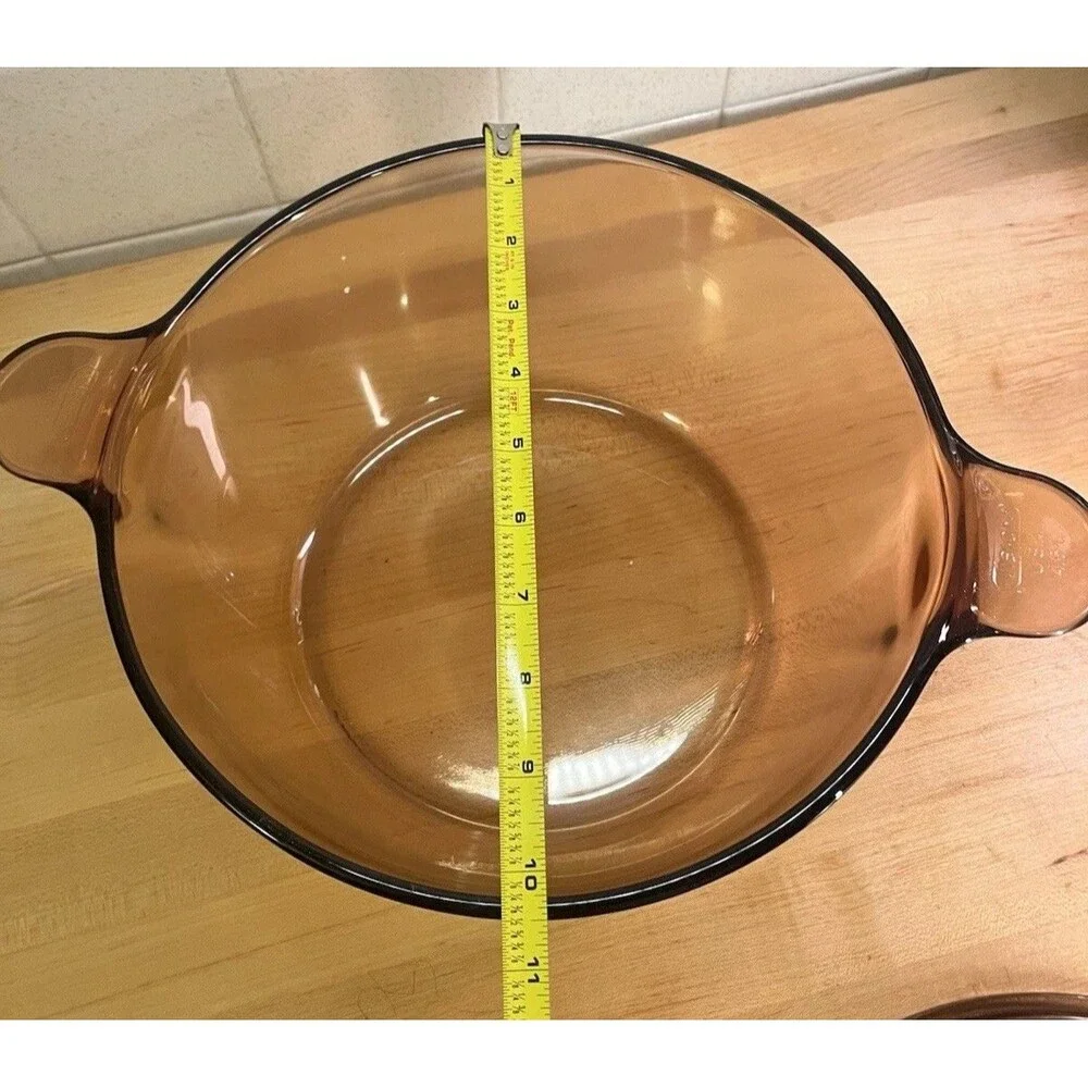 Vtg Corning Ware Visions Amber Glass Cookware 4.5L Dutch Oven Pyrex Lid Like New